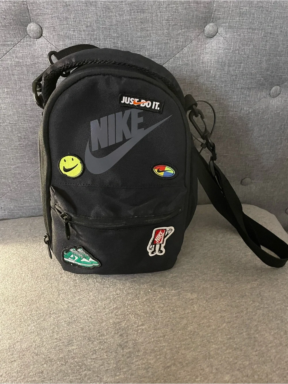 Nike Black Messenger Bag with Multicolor Patches - Men